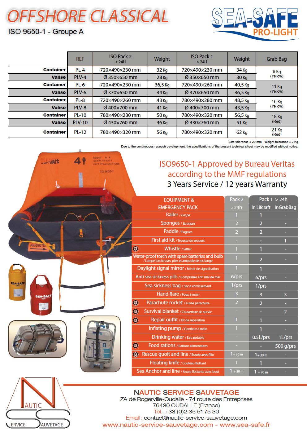 Sea-Safe livflotte Pro Light ISO 9650-1 Group A Pack 2 6p container - 3