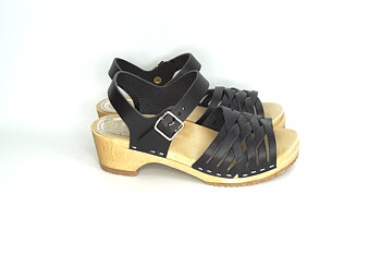 HagaToffeln - Träsko Sandal Svart Vegetabilgarvad