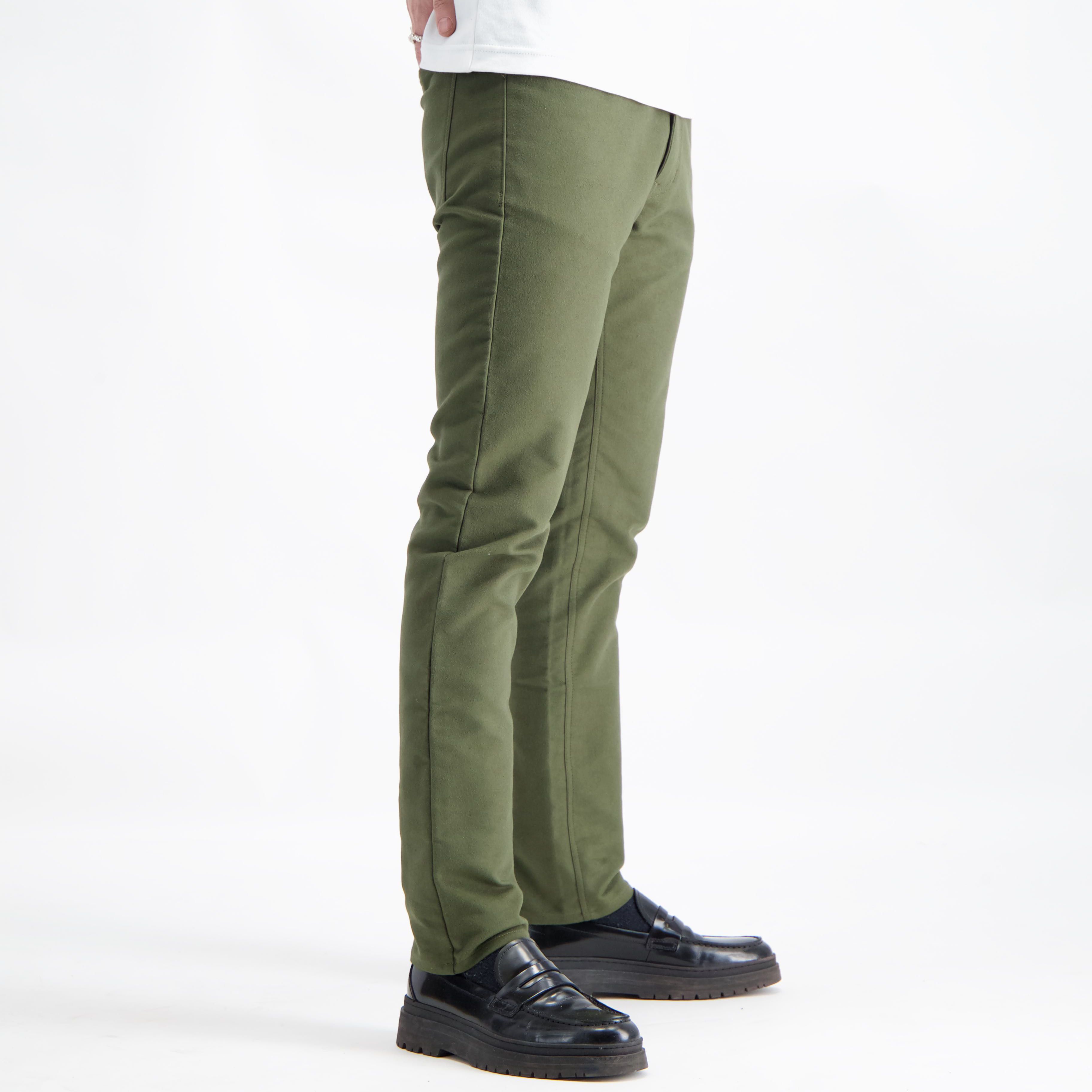 JV001 Mollskinnsjeans olivgrön  - 2
