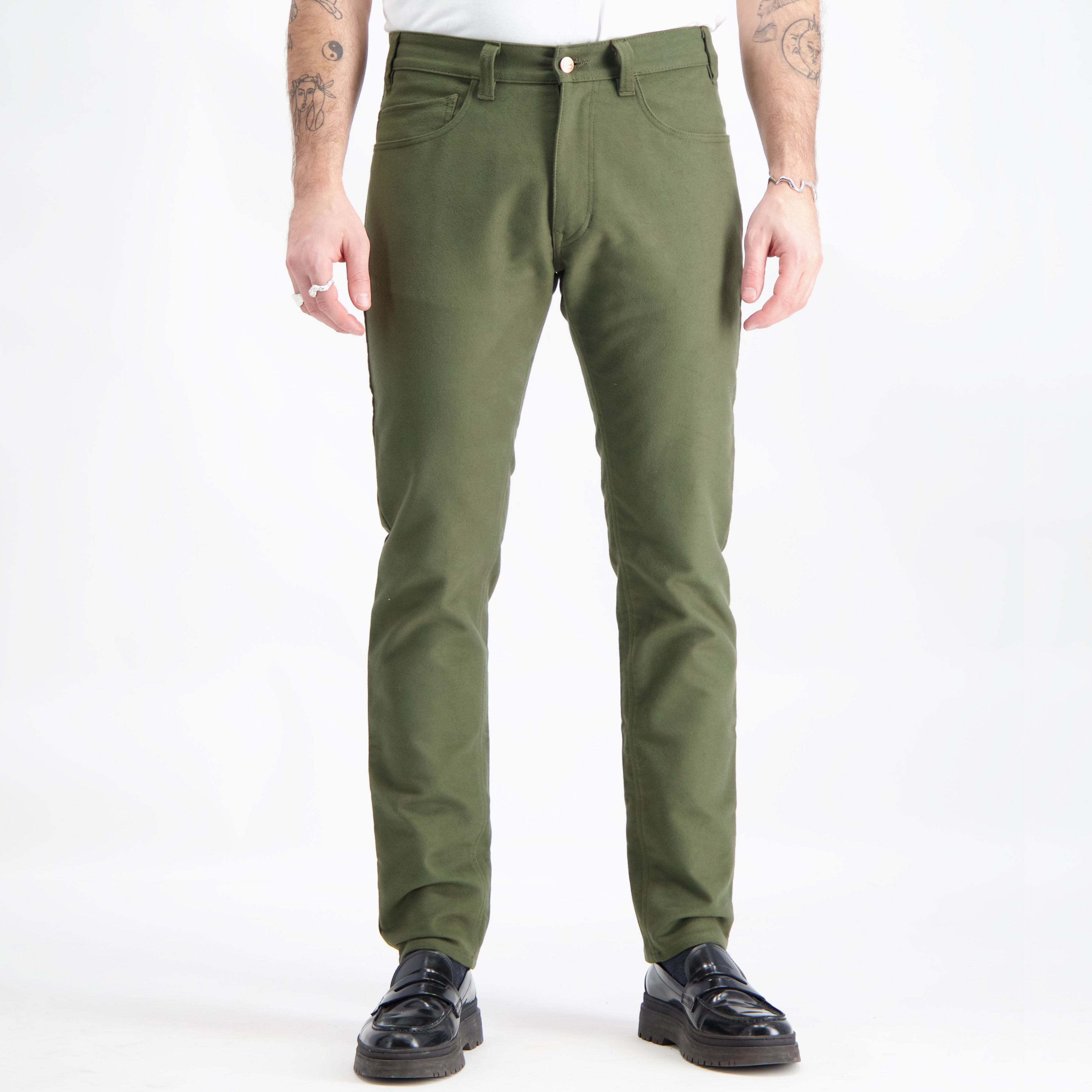 JV001 Mollskinnsjeans olivgrön  - 4